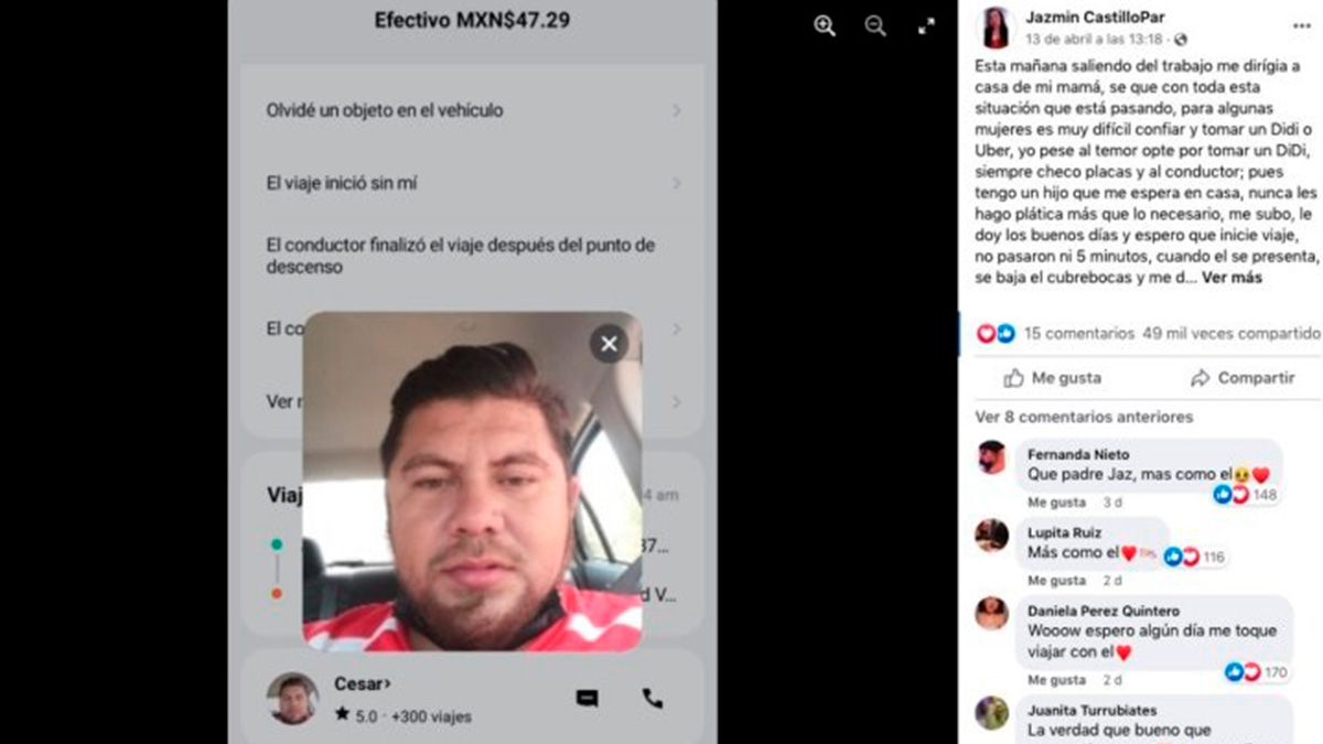 Tamaulipas: chofer de Didi se hace viral por promesa a usuaria