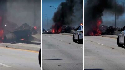 Cae avioneta en carretera de Miami y choca con autos