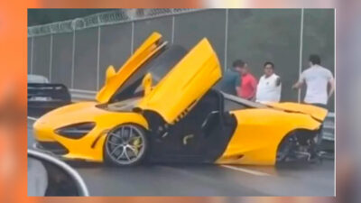 Toluca: chocan un McLaren, auto de 6 mdp, en autopista; ve video