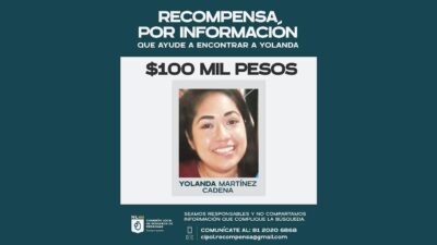 Yolanda Martínez: Ofrecen 100 mil pesos en Nuevo León para encontrarla