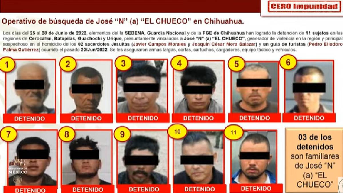 Van 11 detenidos relacionados con el “Chueco”, presunto asesino de sacerdotes jesuitas en Chihuahua