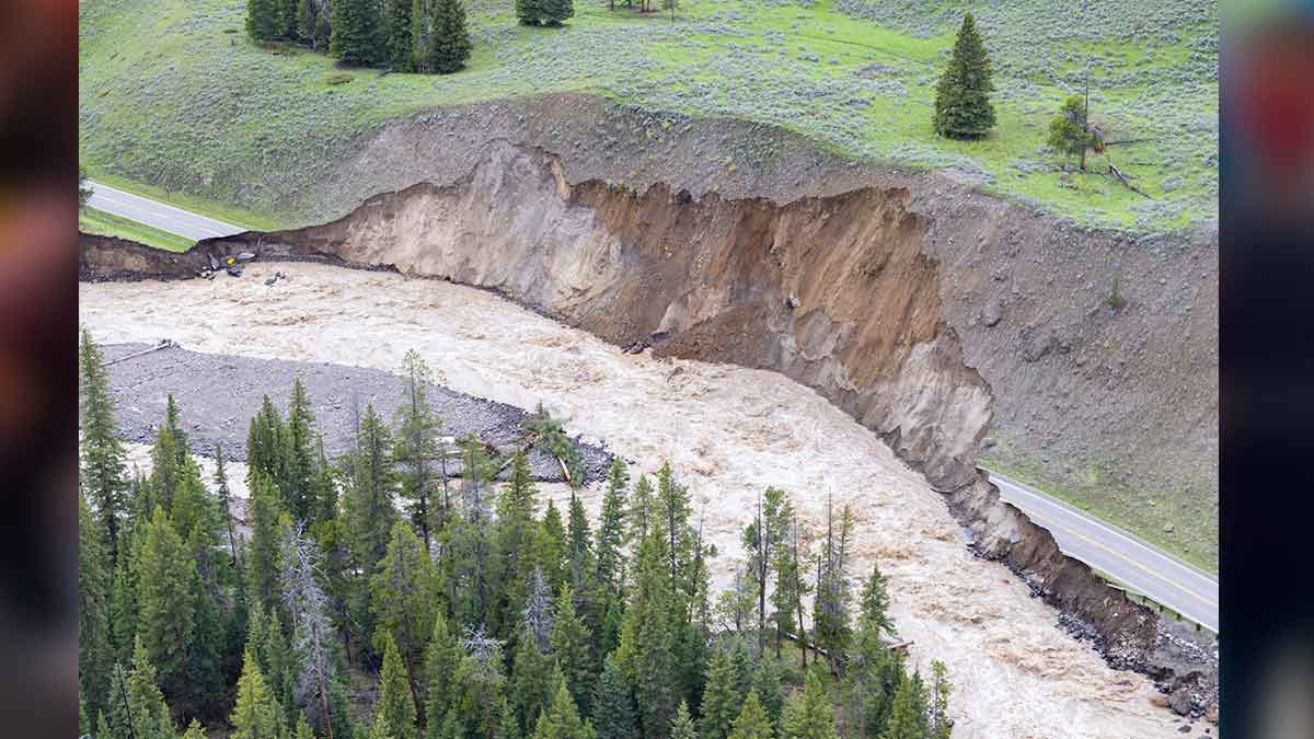 Yellowstone en Estados Unidos: socavón, inundaciones, lluvias y destrozos