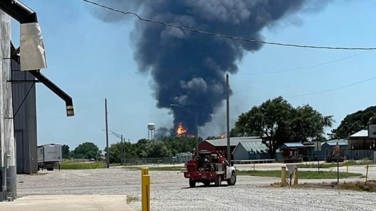 Oklahoma: A gas plant fire.  depopulation