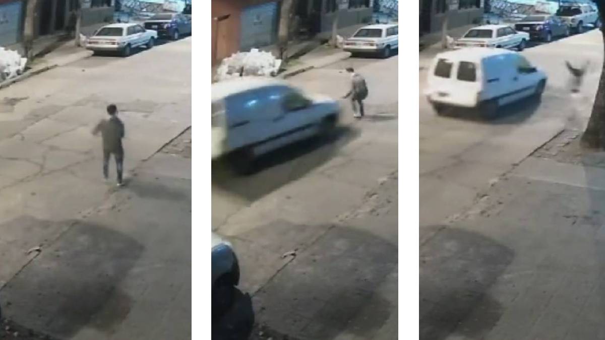 Impactante video: joven de 16 años asalta a mujer; su hijo lo alcanza y lo atropella