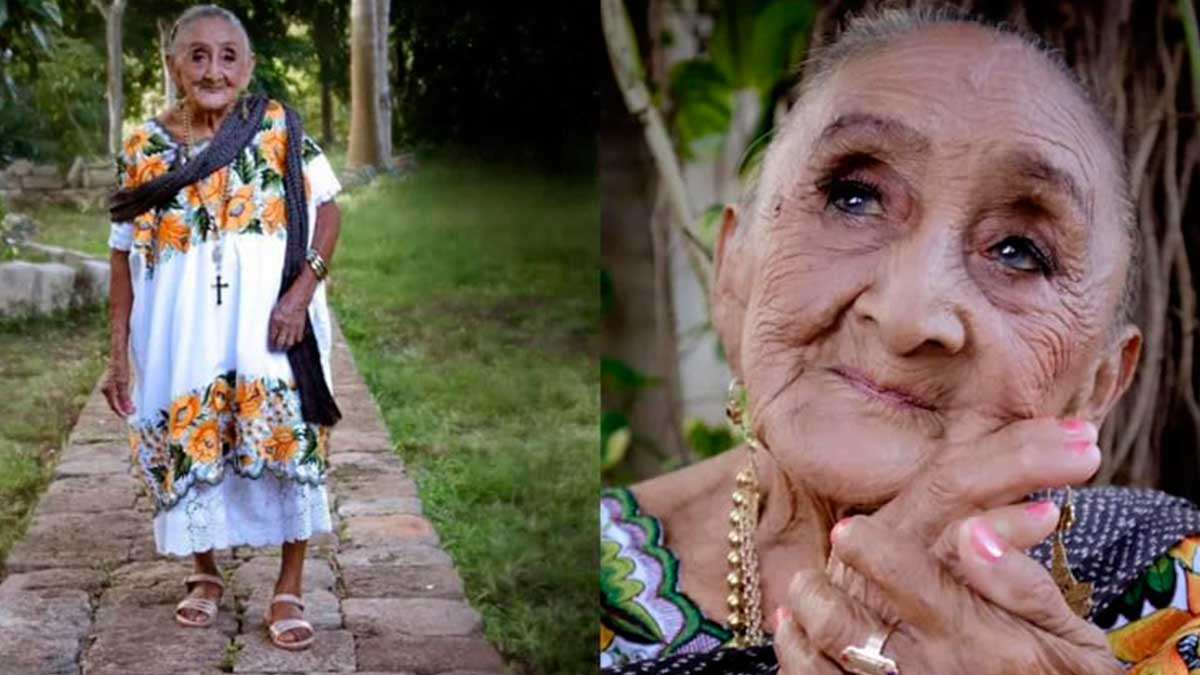 ¡Tierna sesión! A sus 94 años, abuelita yucateca se hizo viral por estas fotos