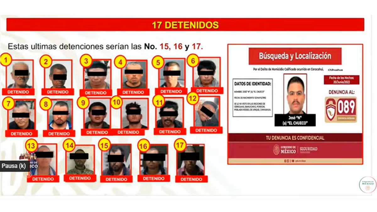 Sigue búsqueda del “Chueco”; ya suman 17 detenidos en operativo