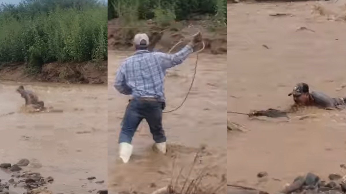¡Vaquero héroe! Salva a hombre arrastrado por la corriente del río en Cumpas, Sonora; ve video