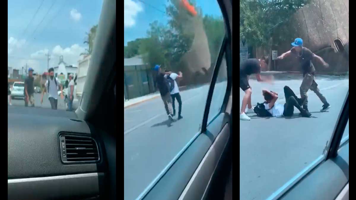 Con patadas y golpes en la cabeza: captan robo a estudiante en Nuevo León