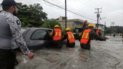 Quintana Roo: lluvia de onda tropical 23 inunda calles y tumba árboles