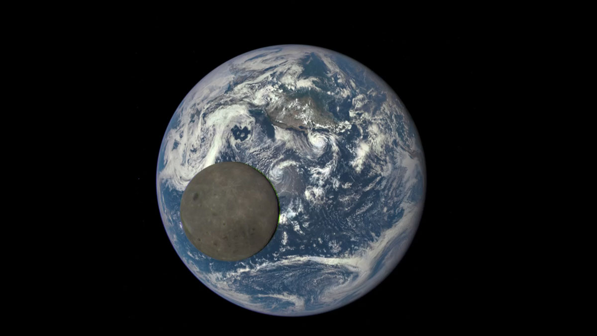 They capture the dark side of the Moon fully illuminated from space