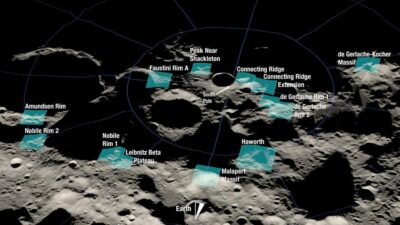 Posibles regiones de la Luna Artemis III