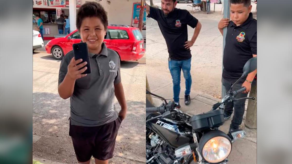 Sinaloa: le dan moto a un niño que vende mariscos por video viral