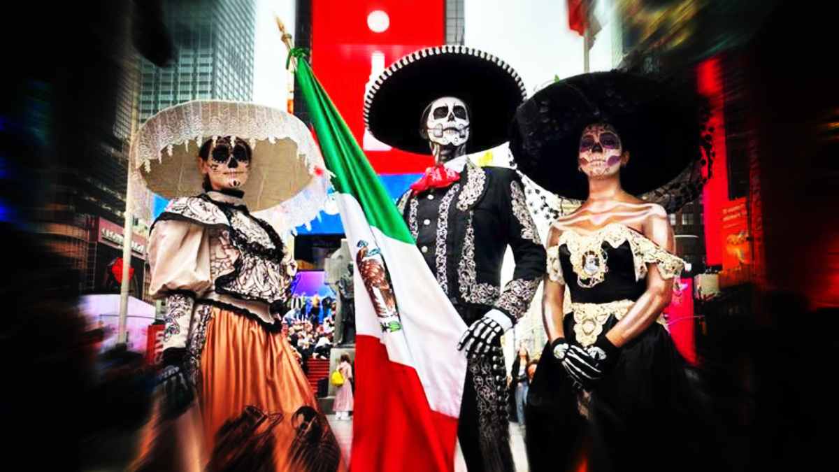 Charro mexicano y catrinas toman Nueva York: así deambularon por el metro, Central Park, y Time Square