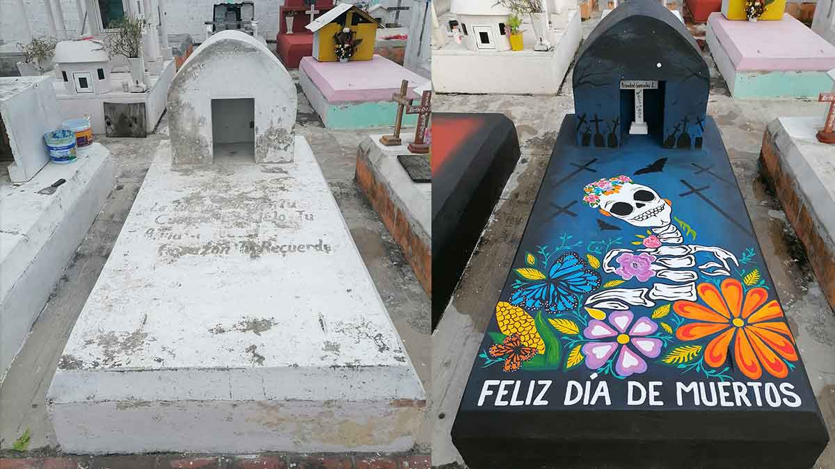 Trabajo de otro mundo: así transformó tumba de su abuelita y ahora las enchula en Yucatán