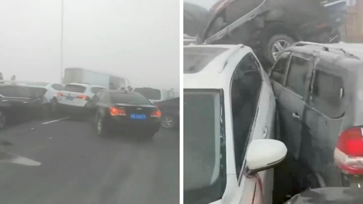 No había manera de esquivar: carambola de más de 200 coches en China por niebla