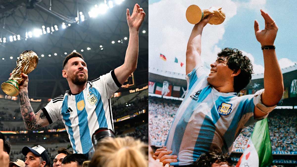 Cumple su sueño: Messi emula foto de Maradona en Mundial de 1986