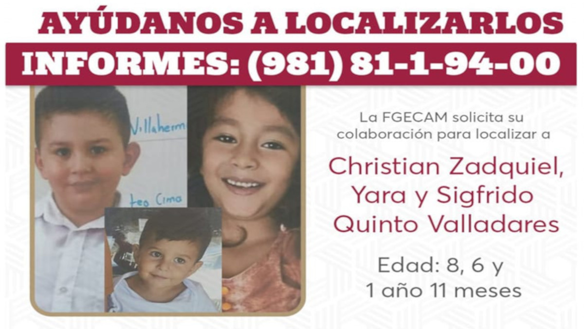 ¿Los has visto? Buscan a 3 hermanos, menores de edad, desaparecidos hace un mes en Campeche