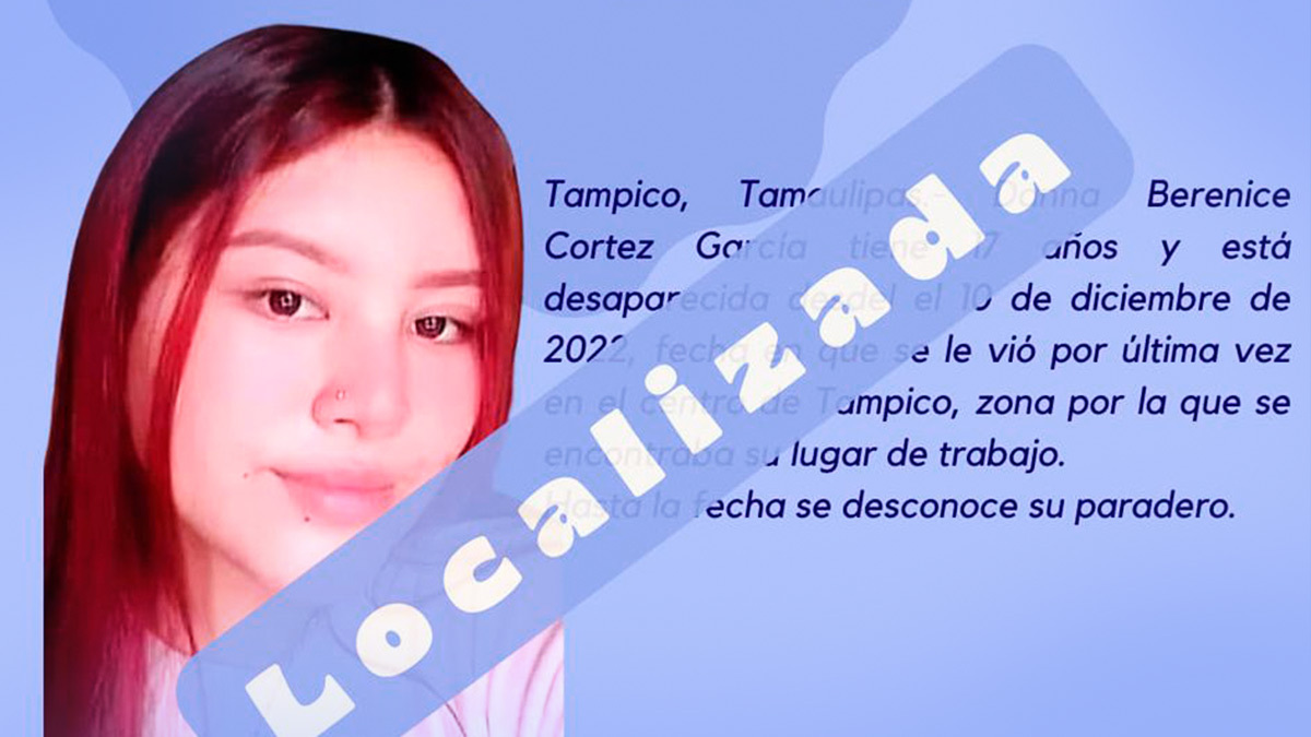 Localizan a Danna con vida, joven desaparecida en Tamaulipas