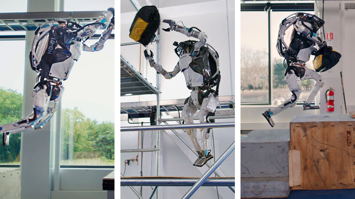 Atlas, el robot de Boston Dynamics, ayuda a trabajador y sorprende a todos con sus acrobacias