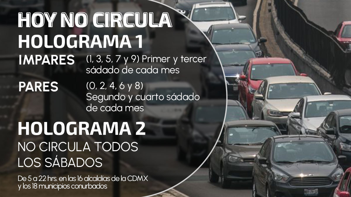 Por el programa Hoy No Circula, revisa qué vehículos sí pueden transitar este sábado 7 de enero de 2023 en la Ciudad de México.