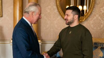 Presidente de Ucrania, Volodimir Zelenski, se reúne con el rey Carlos III en Buckingham