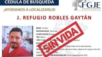 José Refugio Robles Gaytán: hallan sin vida al enfermero en Zacatecas