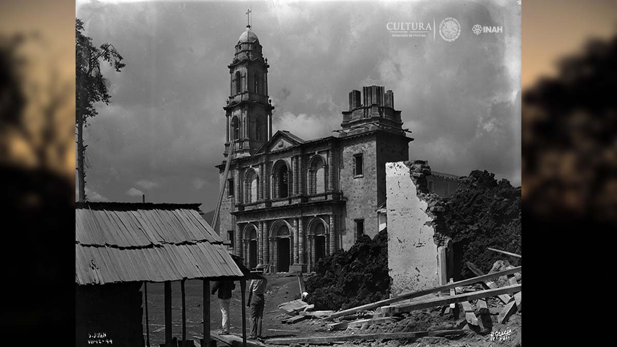 fotos de la destrucción del volcán paricutín iglesia michoacán