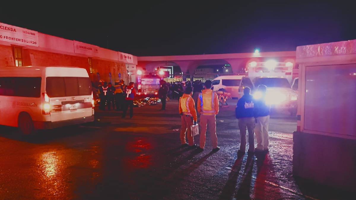 Incendio en instalaciones del INM en Cd. Juarez, Chihuahua