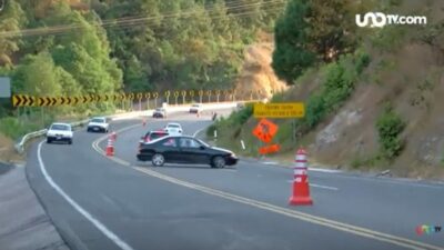Automovilista dando peligrosa vuelta en U en autopista a Valle de Bravo