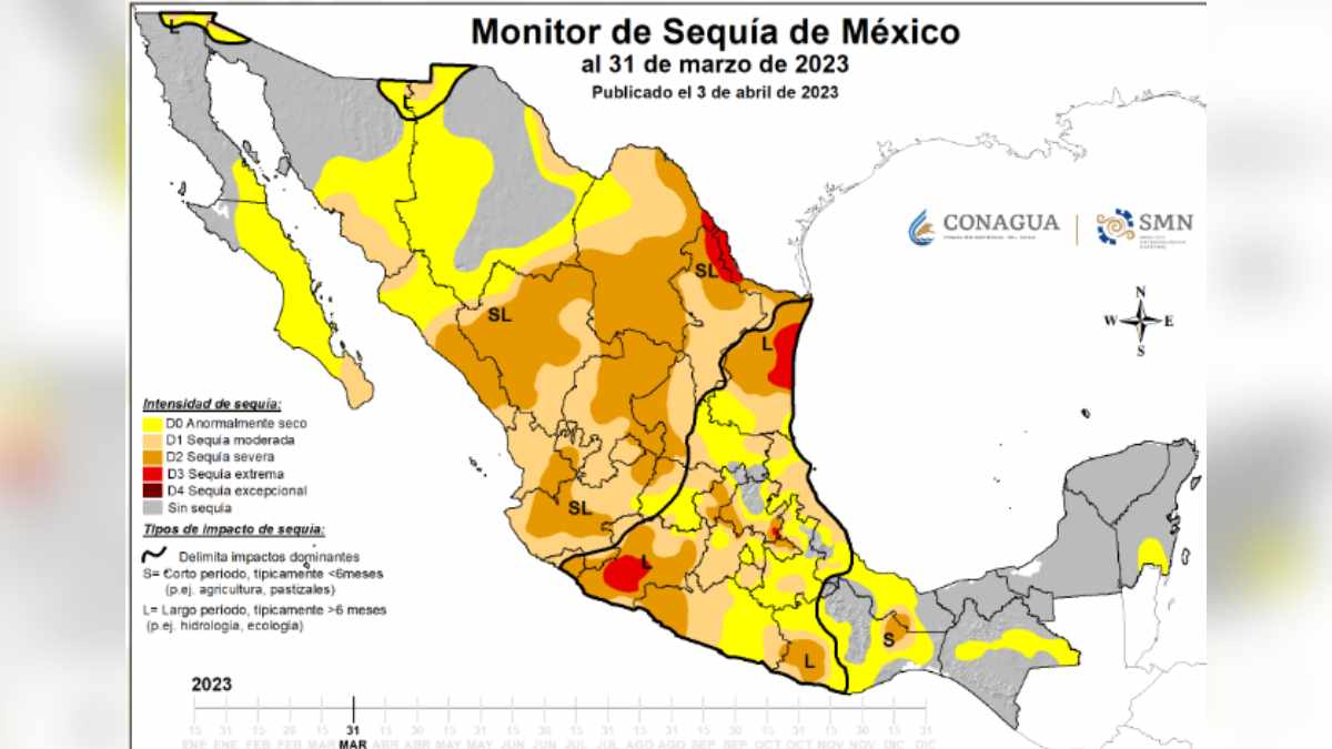 Sequía en México disminuyó en marzo por lluvias, informaron autoridades