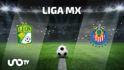Logos de León y Chivas anunciando su próximo partido