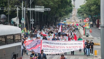 Marcha del SME en Paseo de la Reforma, CDMX