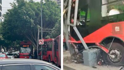 Metrobús choca contra un árbol en Insurgentes; deja 20 heridos