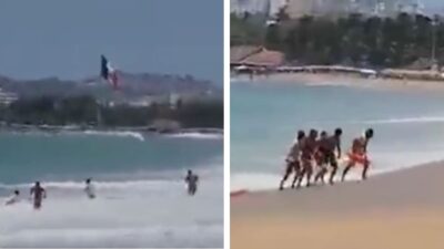 Un Pequeno Infringio Las Advertencias De Seguridad Y Casi Muere Ahogado En Las Playas De Acapulco Guerrero.