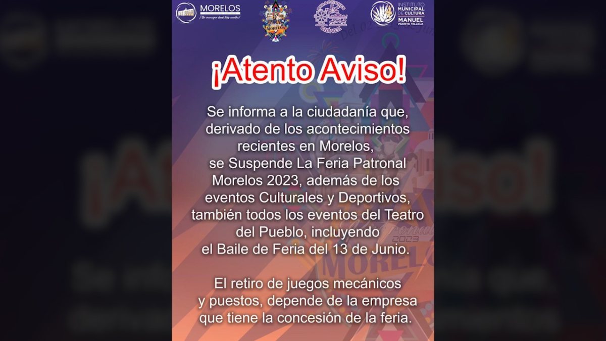 Cancelan Feria Patronal