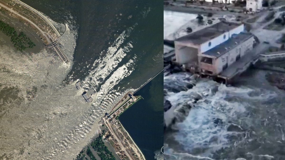 La destrucción de presa en Ucrania es capturada desde el espacio: fotos satelitales